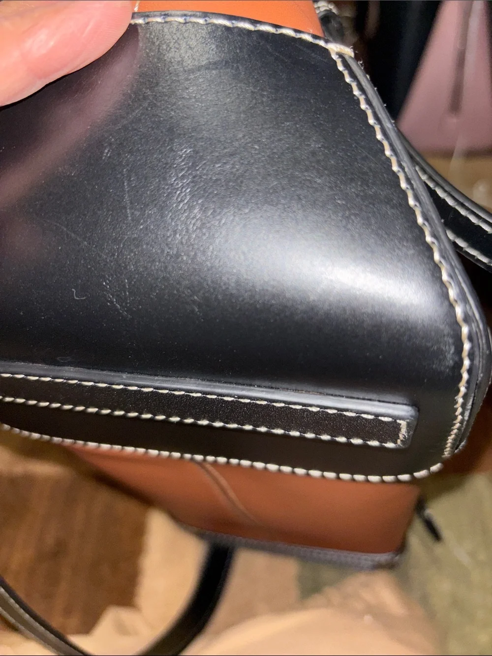 Burberry Leather Tote Bag in Brown, Black and Cream